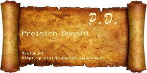 Preisich Donald névjegykártya